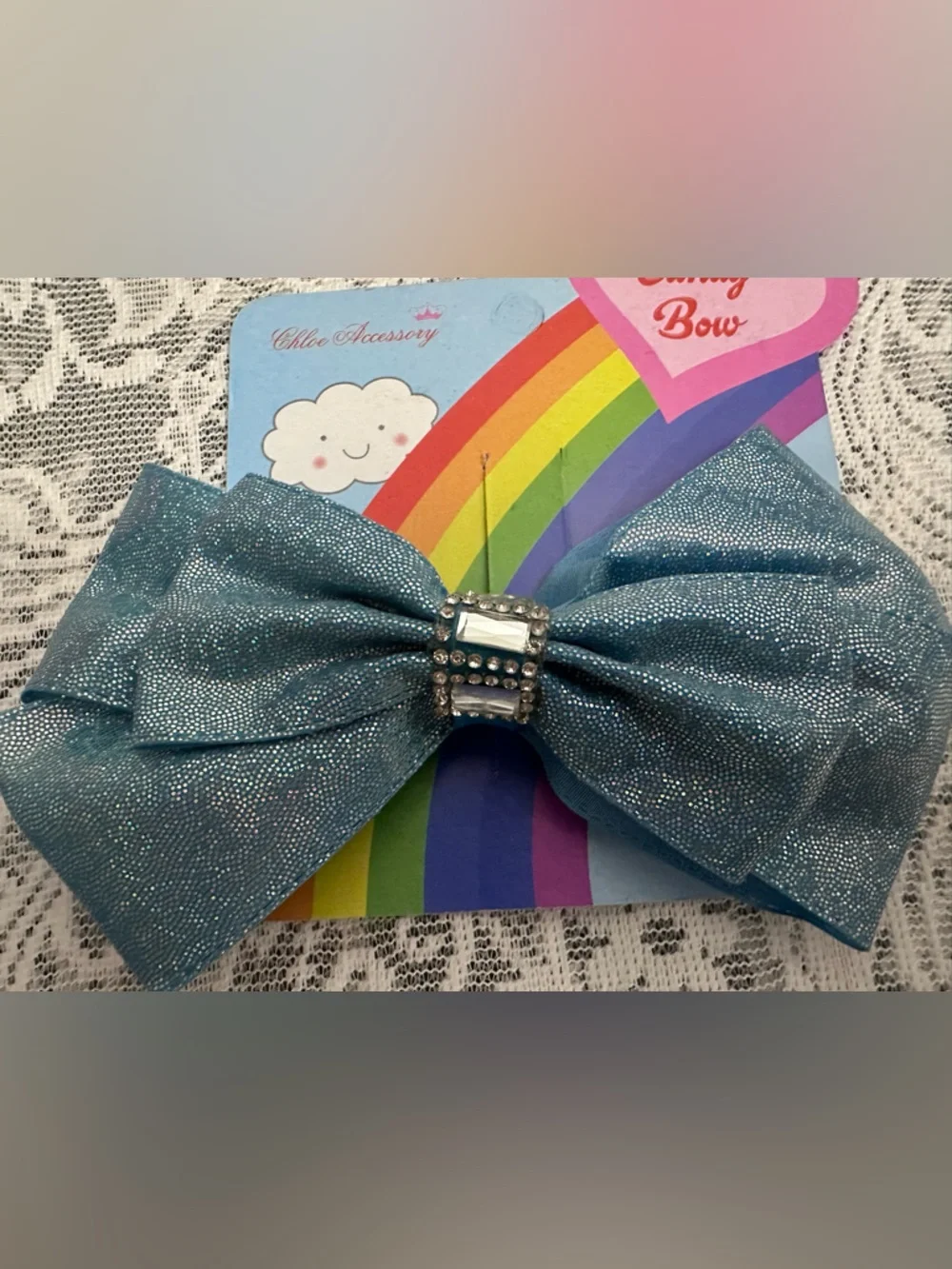 Girls Sparkle Hair Bow Alligator Clips 🎀 4pc Bundle Rhinestone